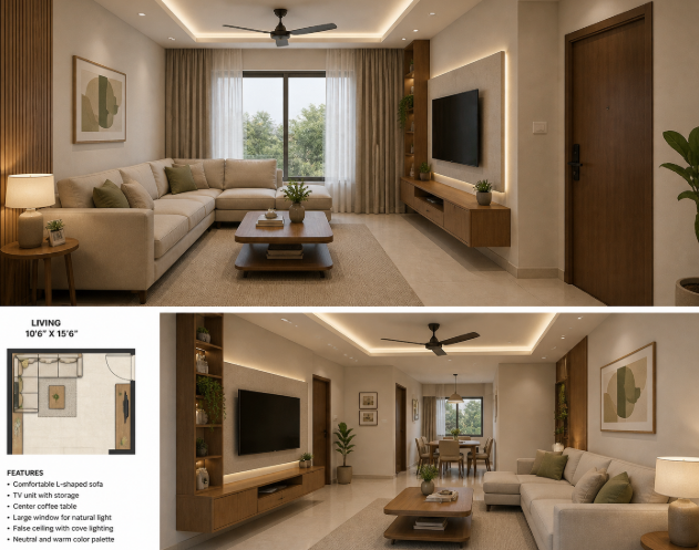 The UrbanNest Harmony 2BHK Contemporary Family Residence gallery