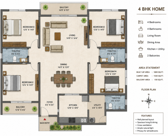 The GrandVista Modern 4BHK Residence