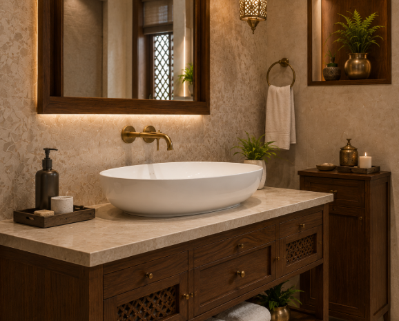 The Royal Sandstone Serenity Spa Bathroom with Timeless Indian Luxury and Warm Contemporary Elegance gallery