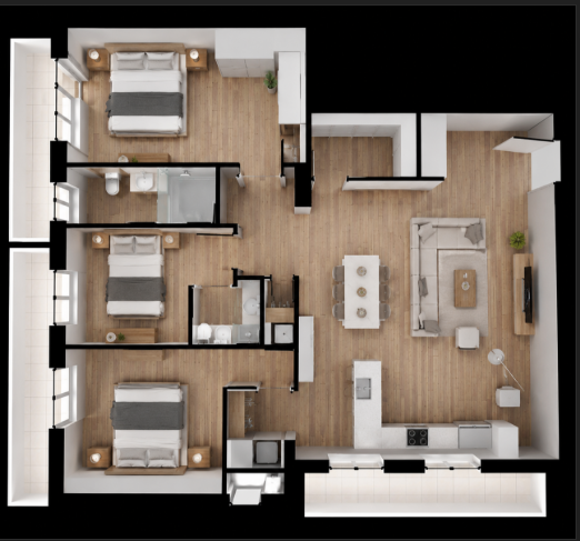 The Grand Nordic Serenity Contemporary Luxury 3BHK Residence