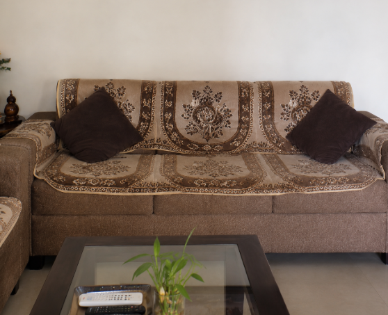 Elegant Indian Family Living Lounge with Warm Walnut Entertainment Unit, Traditional living room gallery
