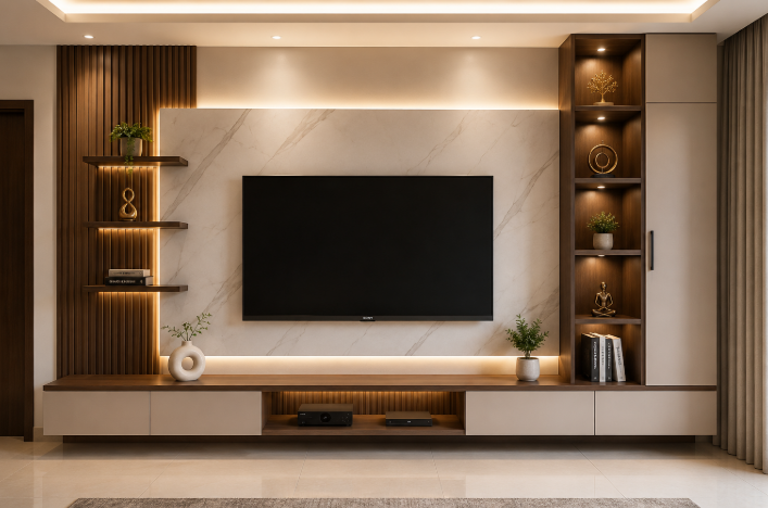 The Royal Aura Luxe Contemporary Entertainment Wall Unit Collection