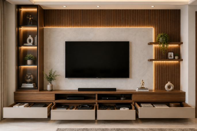 The Regal Horizon Luxe Contemporary Entertainment TV Unit gallery