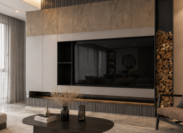 Modern Living Room Design with Wall Panelling and Balanced Natural Light gallery